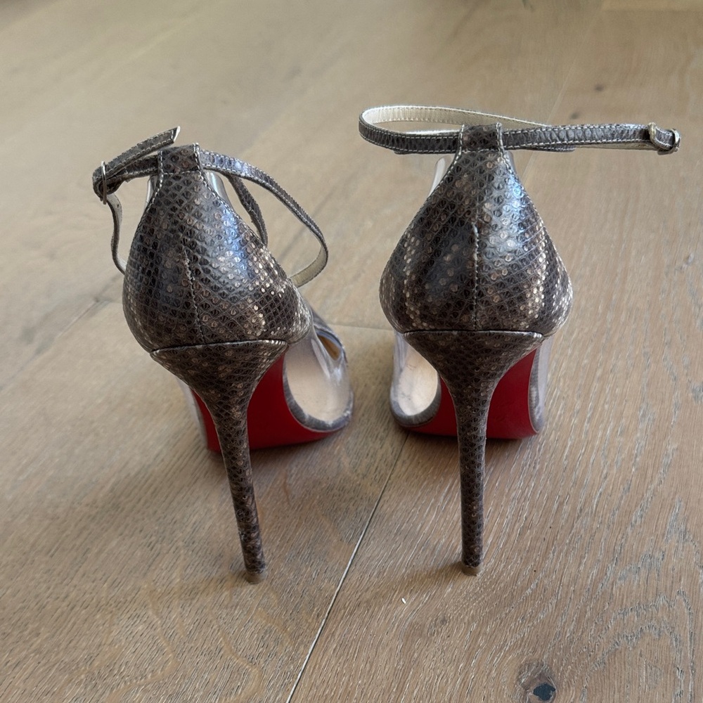 Christian Louboutin Grey/Brown PVC and Python Leather - Picture 3 of 5